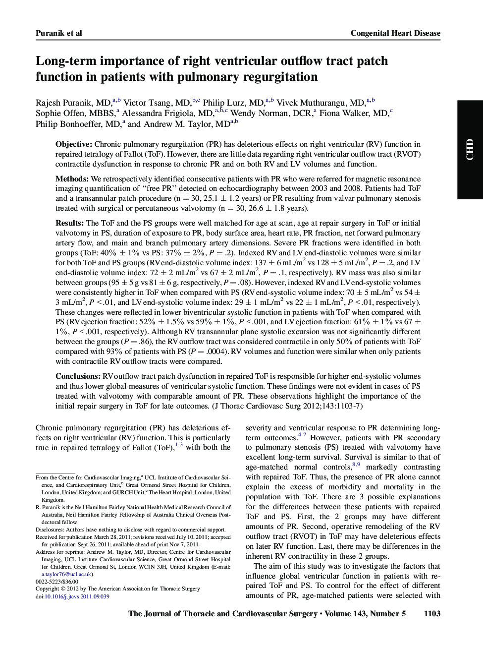 Long-term importance of right ventricular outflow tract patch function in patients with pulmonary regurgitation 