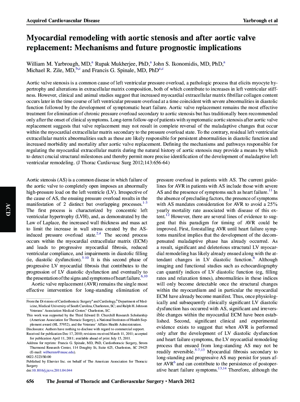 Myocardial remodeling with aortic stenosis and after aortic valve replacement: Mechanisms and future prognostic implications 