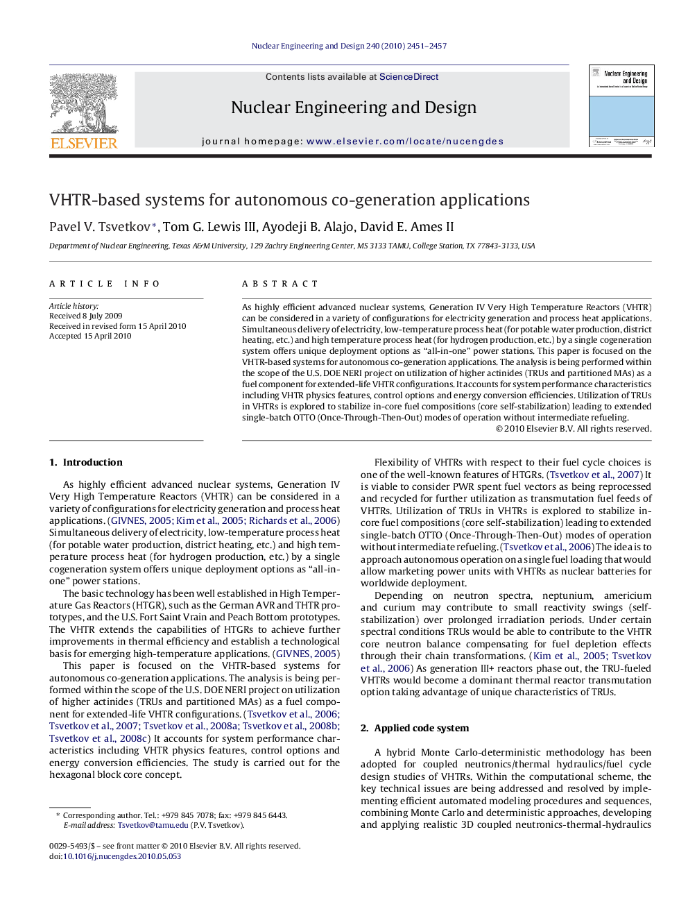 VHTR-based systems for autonomous co-generation applications