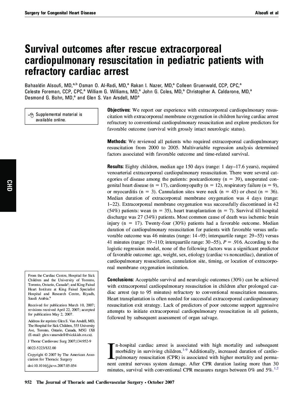 Survival outcomes after rescue extracorporeal cardiopulmonary resuscitation in pediatric patients with refractory cardiac arrest