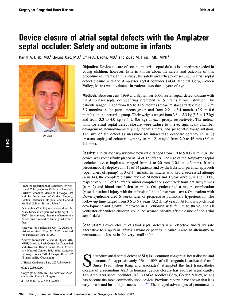 Device closure of atrial septal defects with the Amplatzer septal occluder: Safety and outcome in infants