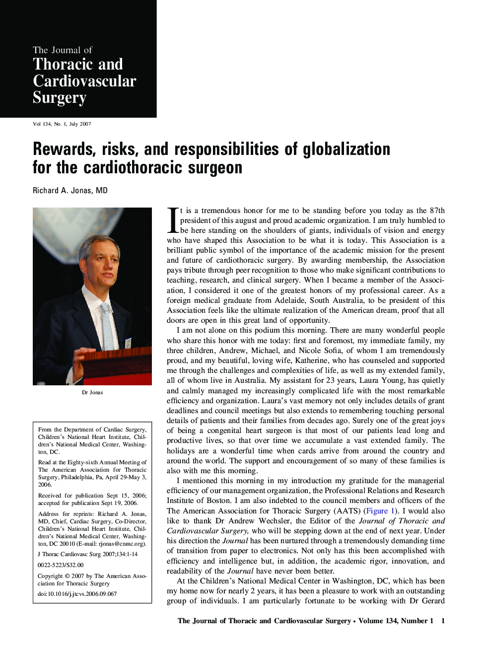 Rewards, risks, and responsibilities of globalization for the cardiothoracic surgeon