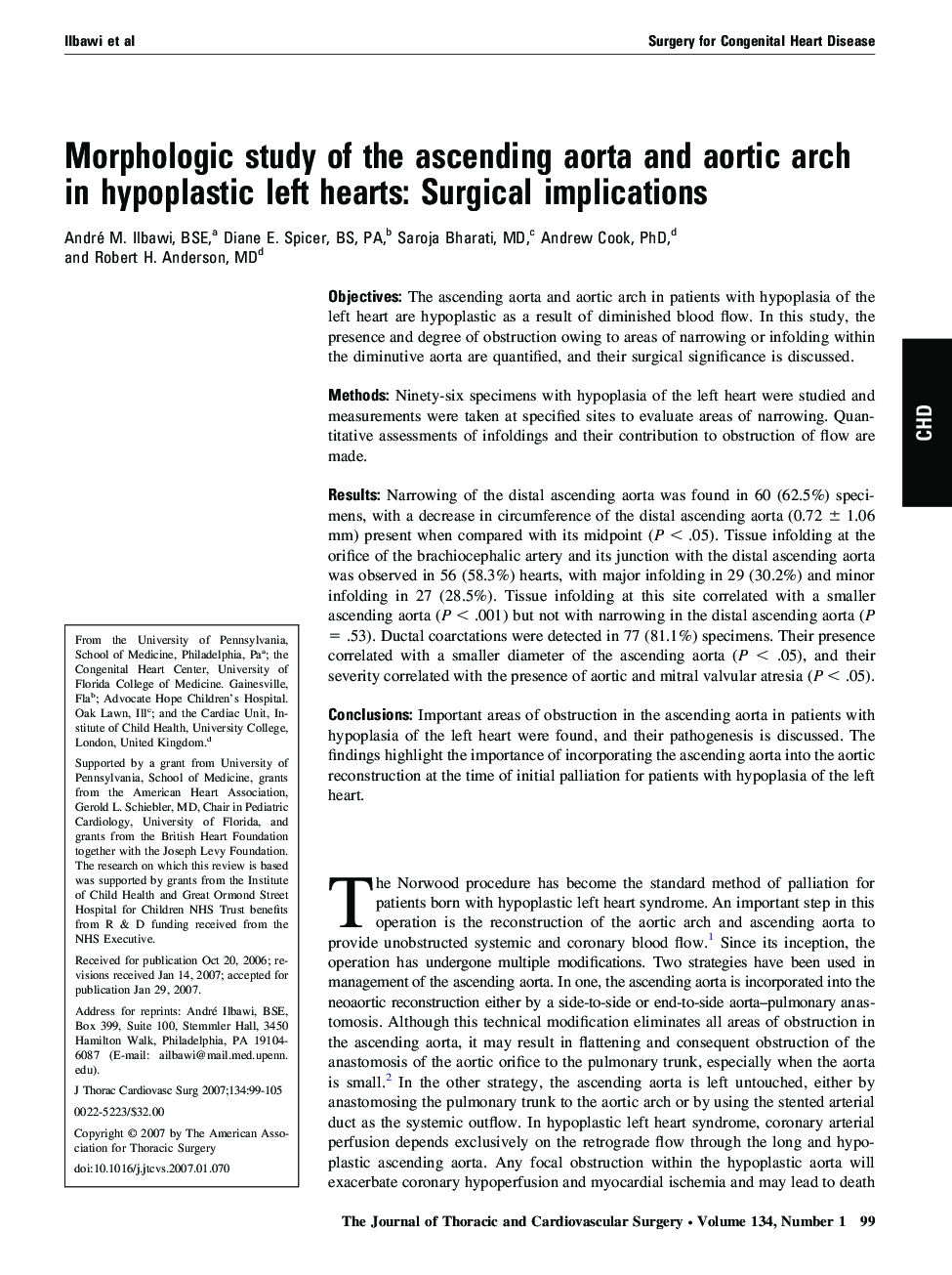 Morphologic study of the ascending aorta and aortic arch in hypoplastic left hearts: Surgical implications 