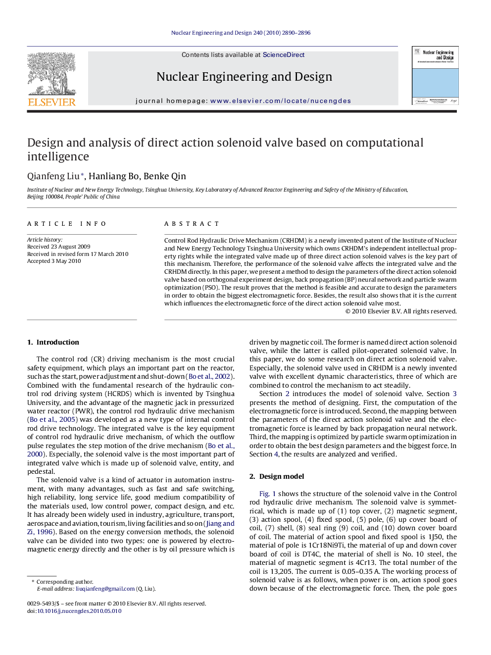 Design and analysis of direct action solenoid valve based on computational intelligence