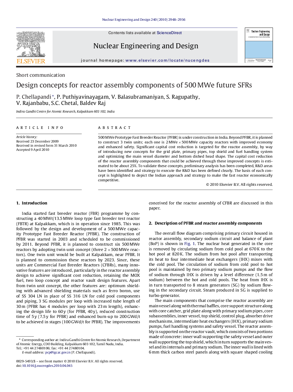 عکس صفحه اول مقاله: Design concepts for reactor assembly components of 500 MWe future SFRs Design concepts for reactor assembly components of 500 MWe future SFRs