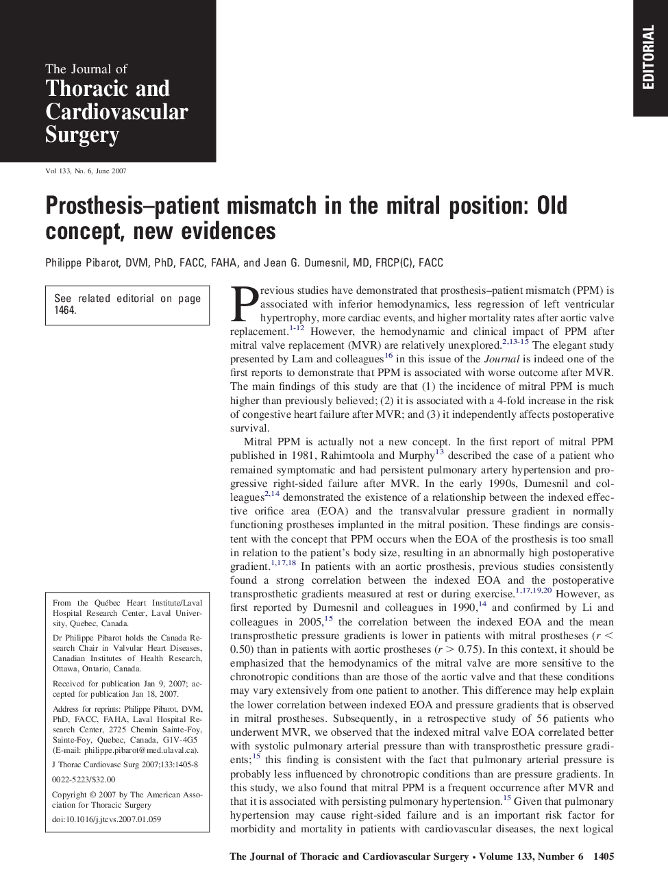 Prosthesis-patient mismatch in the mitral position: Old concept, new evidences