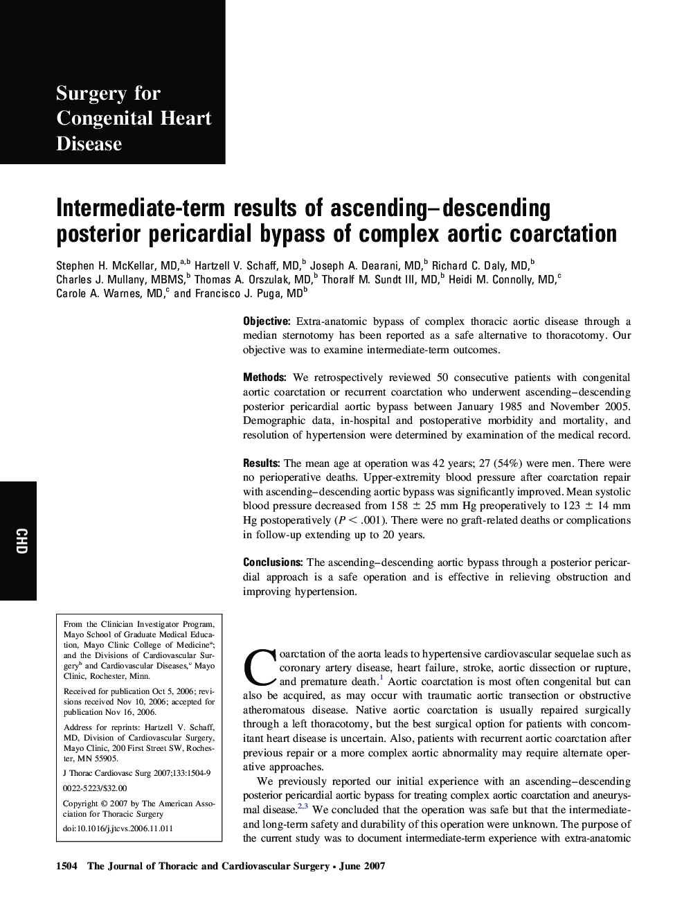 Intermediate-term results of ascending–descending posterior pericardial bypass of complex aortic coarctation