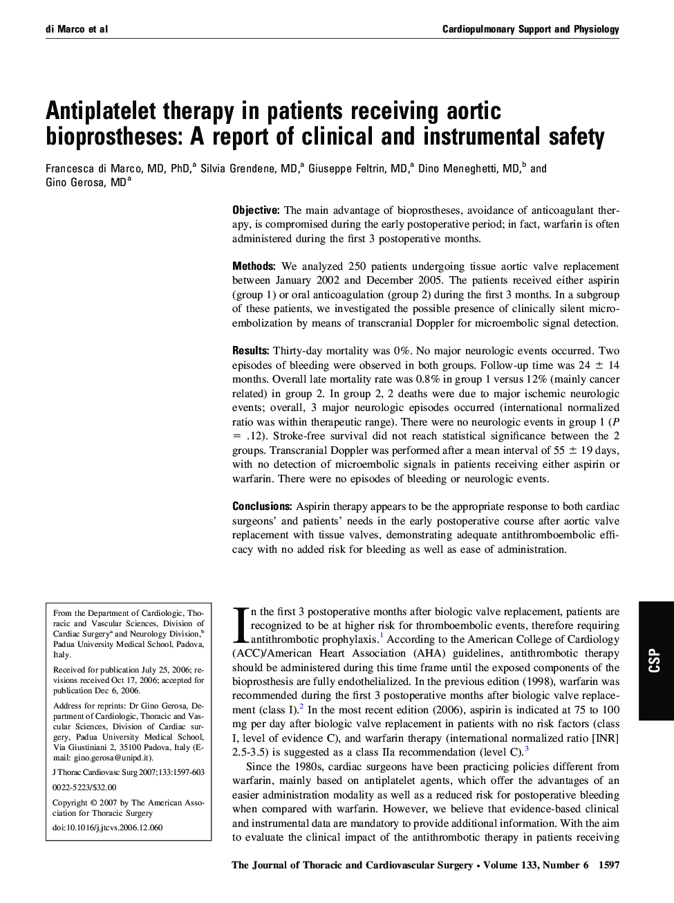 Antiplatelet therapy in patients receiving aortic bioprostheses: A report of clinical and instrumental safety