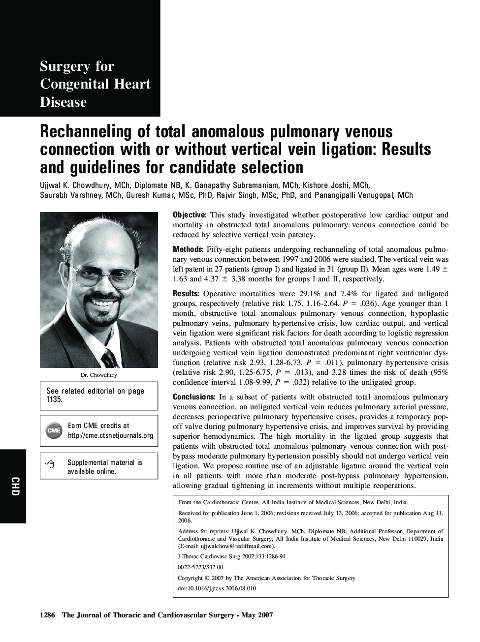 Rechanneling of total anomalous pulmonary venous connection with or without vertical vein ligation: Results and guidelines for candidate selection