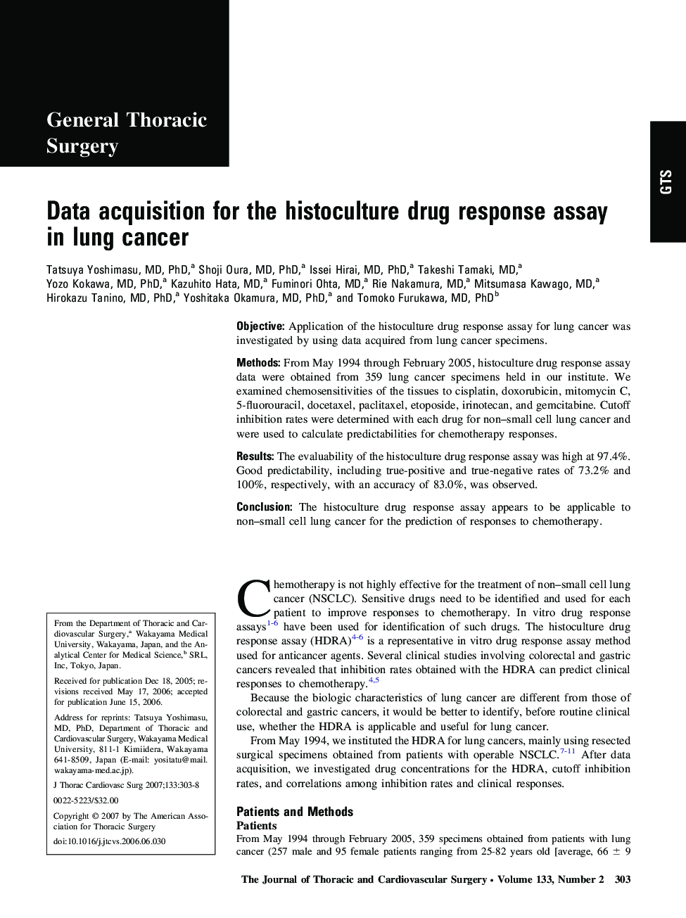 Data acquisition for the histoculture drug response assay in lung cancer