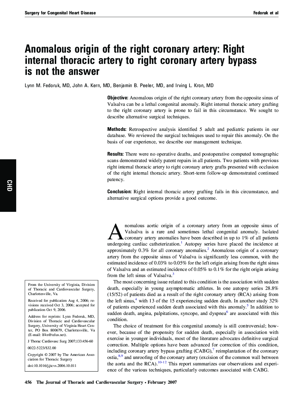 Anomalous origin of the right coronary artery: Right internal thoracic artery to right coronary artery bypass is not the answer