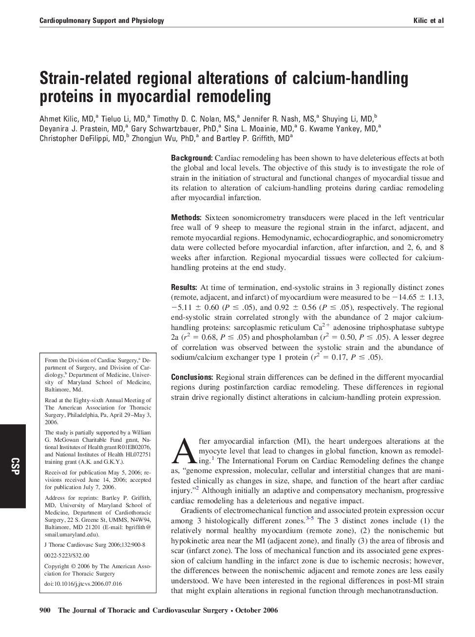 Strain-related regional alterations of calcium-handling proteins in myocardial remodeling 