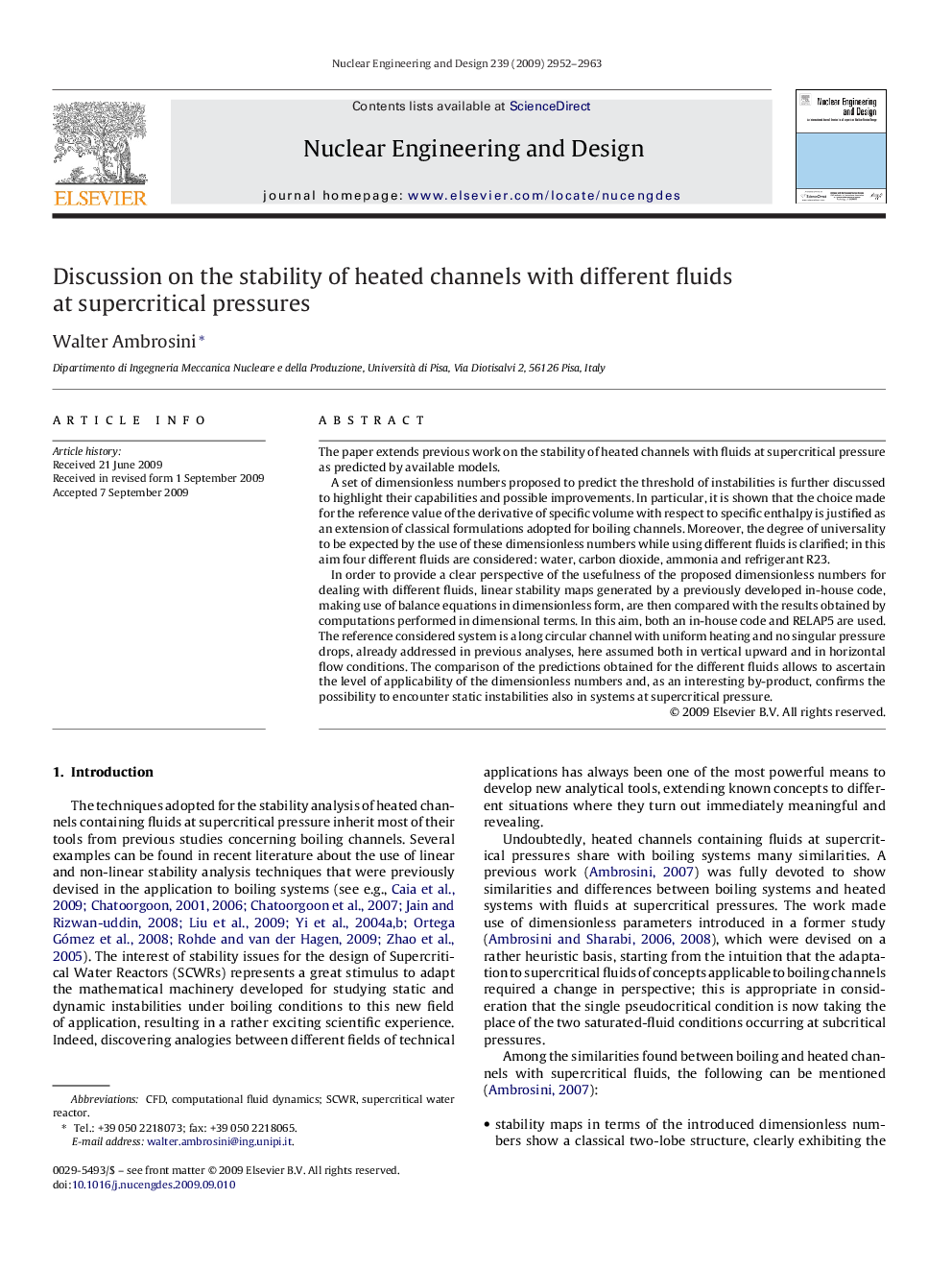 Discussion on the stability of heated channels with different fluids at supercritical pressures