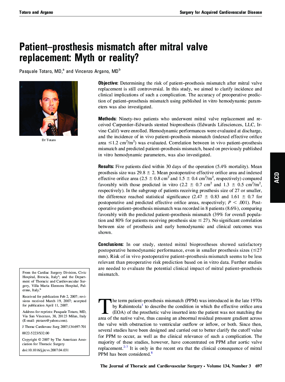 Patient–prosthesis mismatch after mitral valve replacement: Myth or reality?