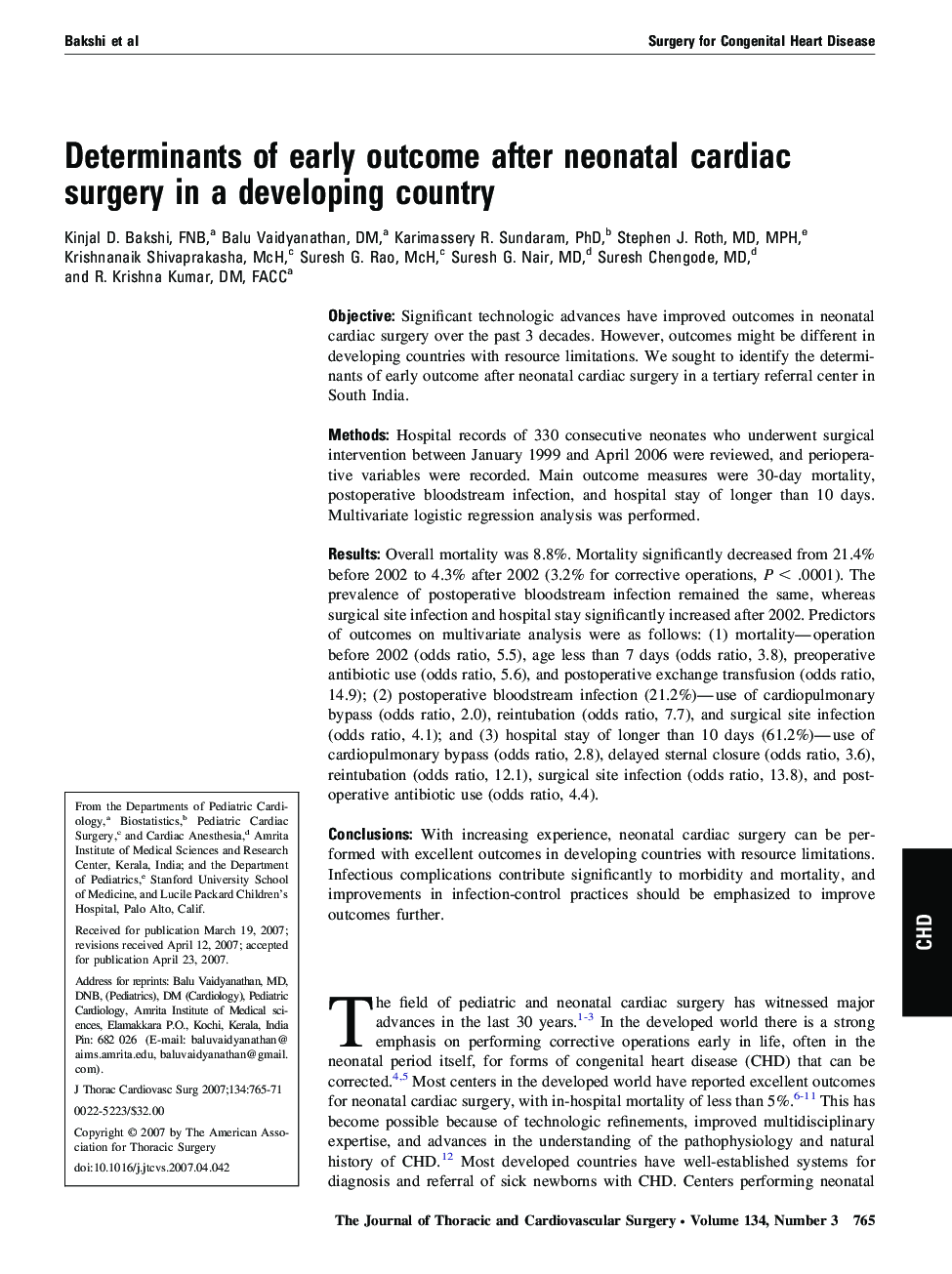 Determinants of early outcome after neonatal cardiac surgery in a developing country