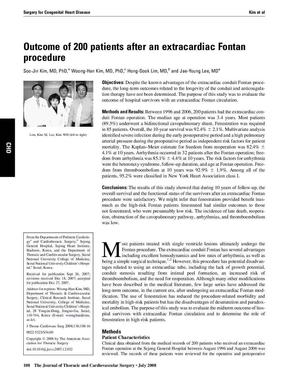 Outcome of 200 patients after an extracardiac Fontan procedure