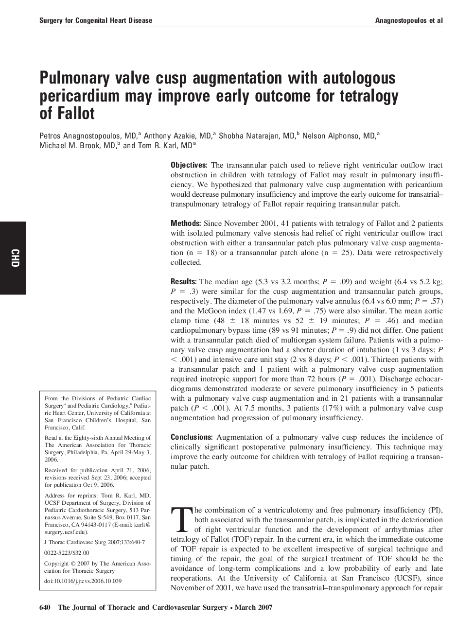 Pulmonary valve cusp augmentation with autologous pericardium may improve early outcome for tetralogy of Fallot