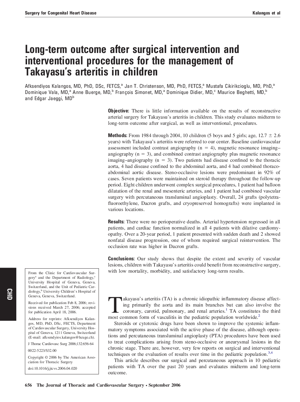 Long-term outcome after surgical intervention and interventional procedures for the management of Takayasu’s arteritis in children