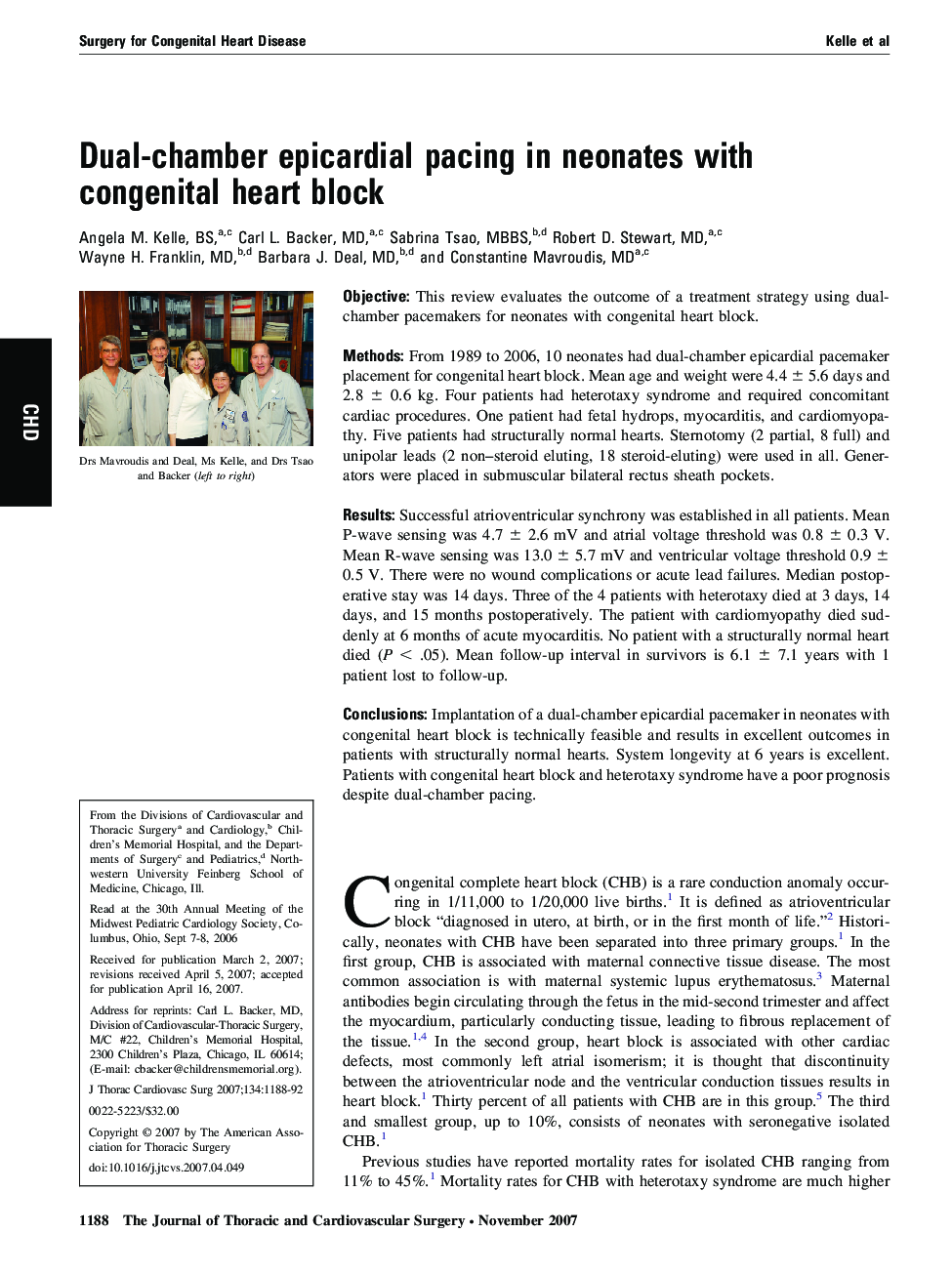 Dual-chamber epicardial pacing in neonates with congenital heart block 
