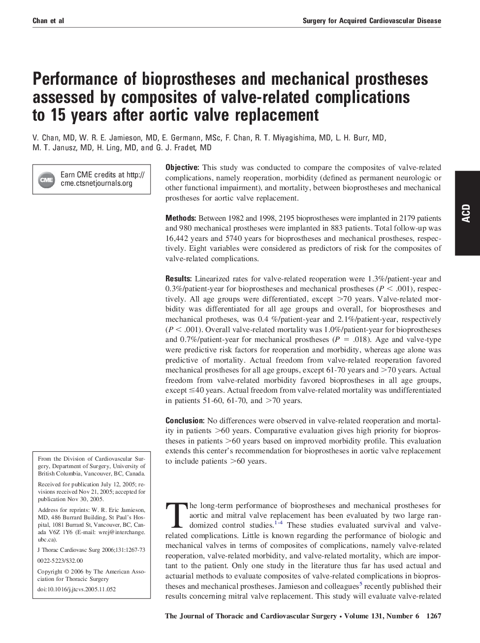Performance of bioprostheses and mechanical prostheses assessed by composites of valve-related complications to 15 years after aortic valve replacement