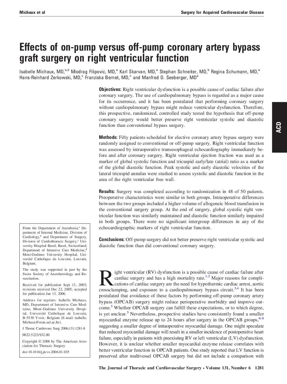 Effects of on-pump versus off-pump coronary artery bypass graft surgery on right ventricular function 