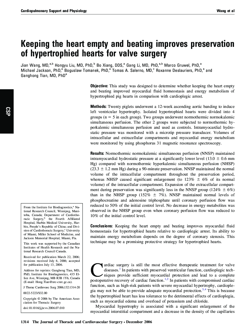 Keeping the heart empty and beating improves preservation of hypertrophied hearts for valve surgery 