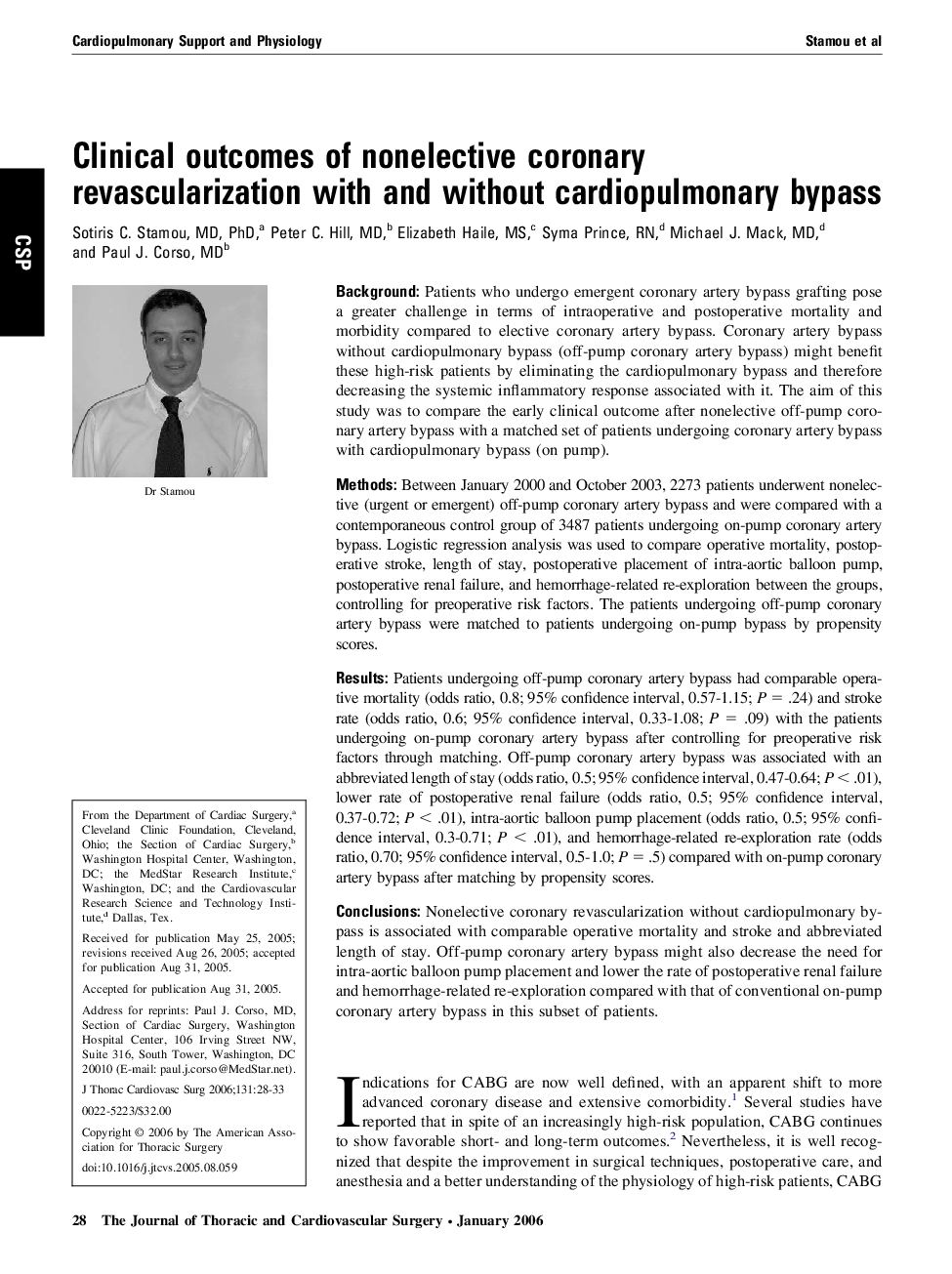 عکس صفحه اول مقاله: Clinical outcomes of nonelective coronary revascularization with and without cardiopulmonary bypass Clinical outcomes of nonelective coronary revascularization with and without cardiopulmonary bypass