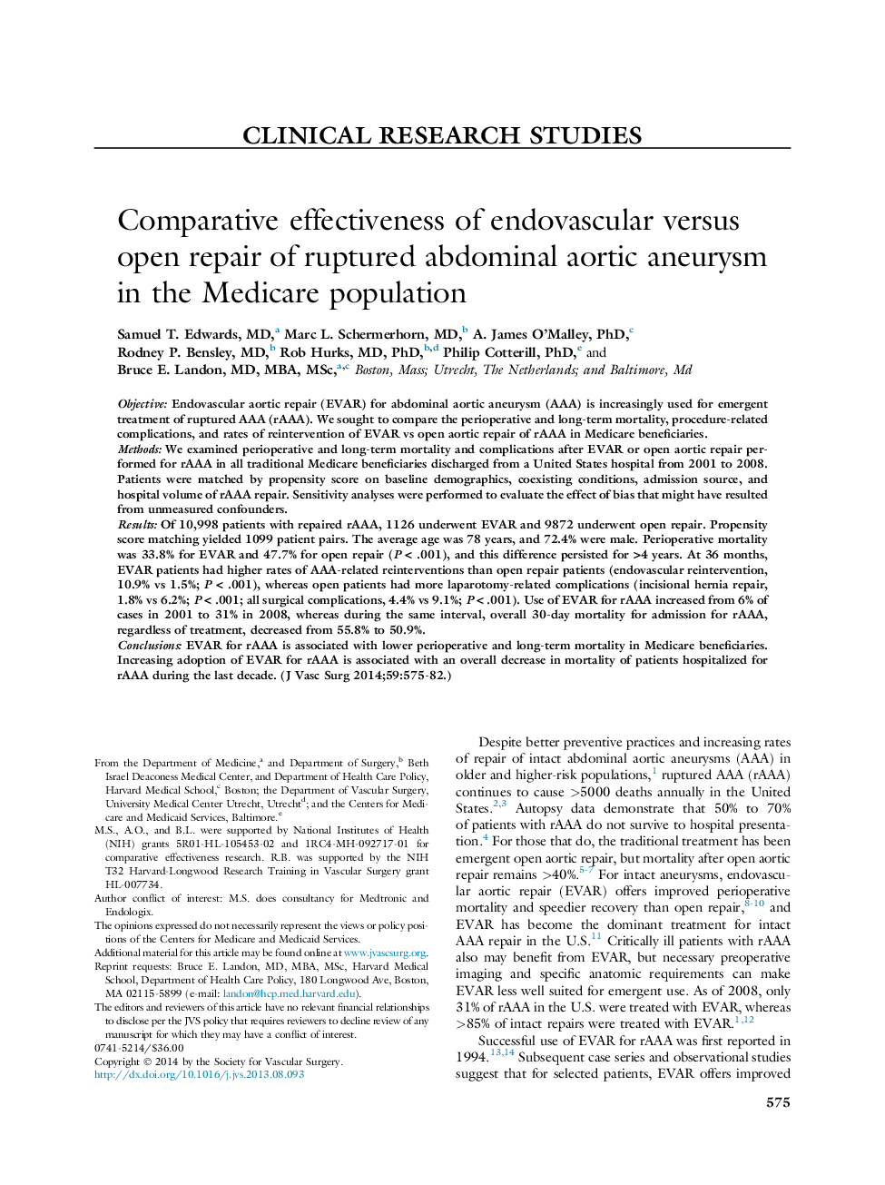 اثربخشی مقایسه بازآزمایی آندوواسکولار در مقابل باز کردن آنوریسم آئورت شکسته شکمی در جامعه مدیکر 