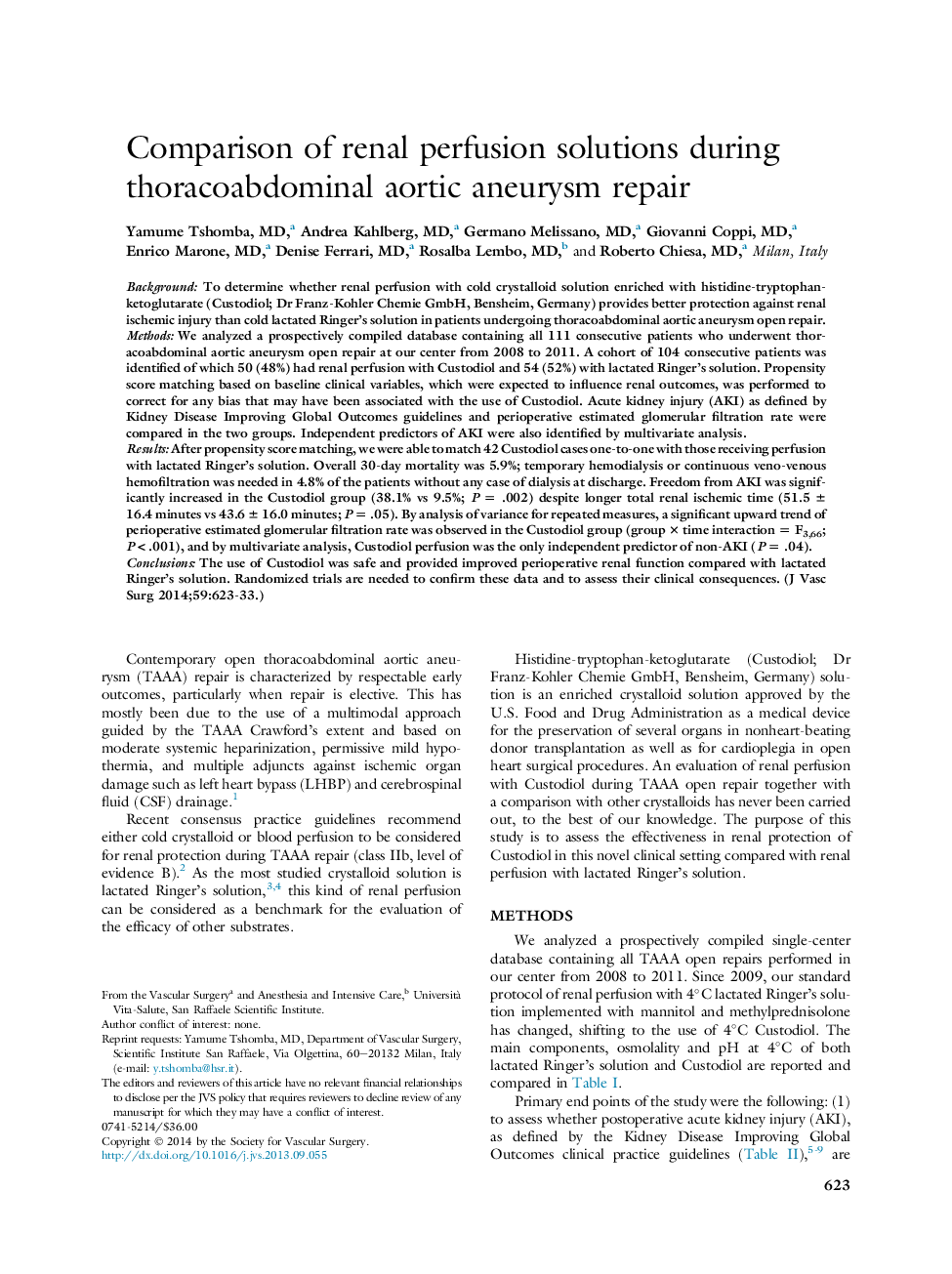 مقایسه راهکارهای پرفیوژن کلیه در حین ترمیم آنوریسم آئورت تورکوآبادمی 