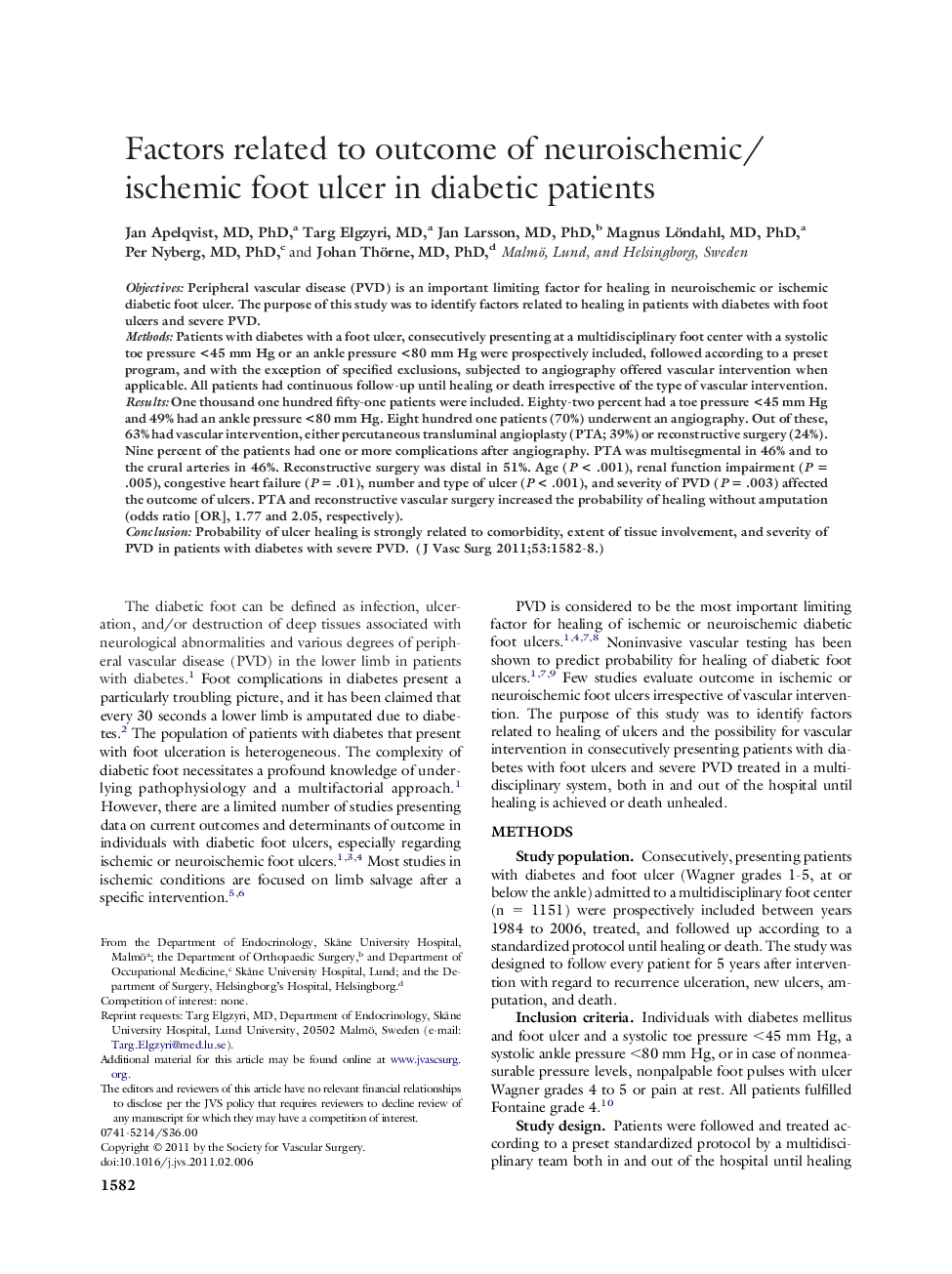 Factors related to outcome of neuroischemic/ischemic foot ulcer in diabetic patients