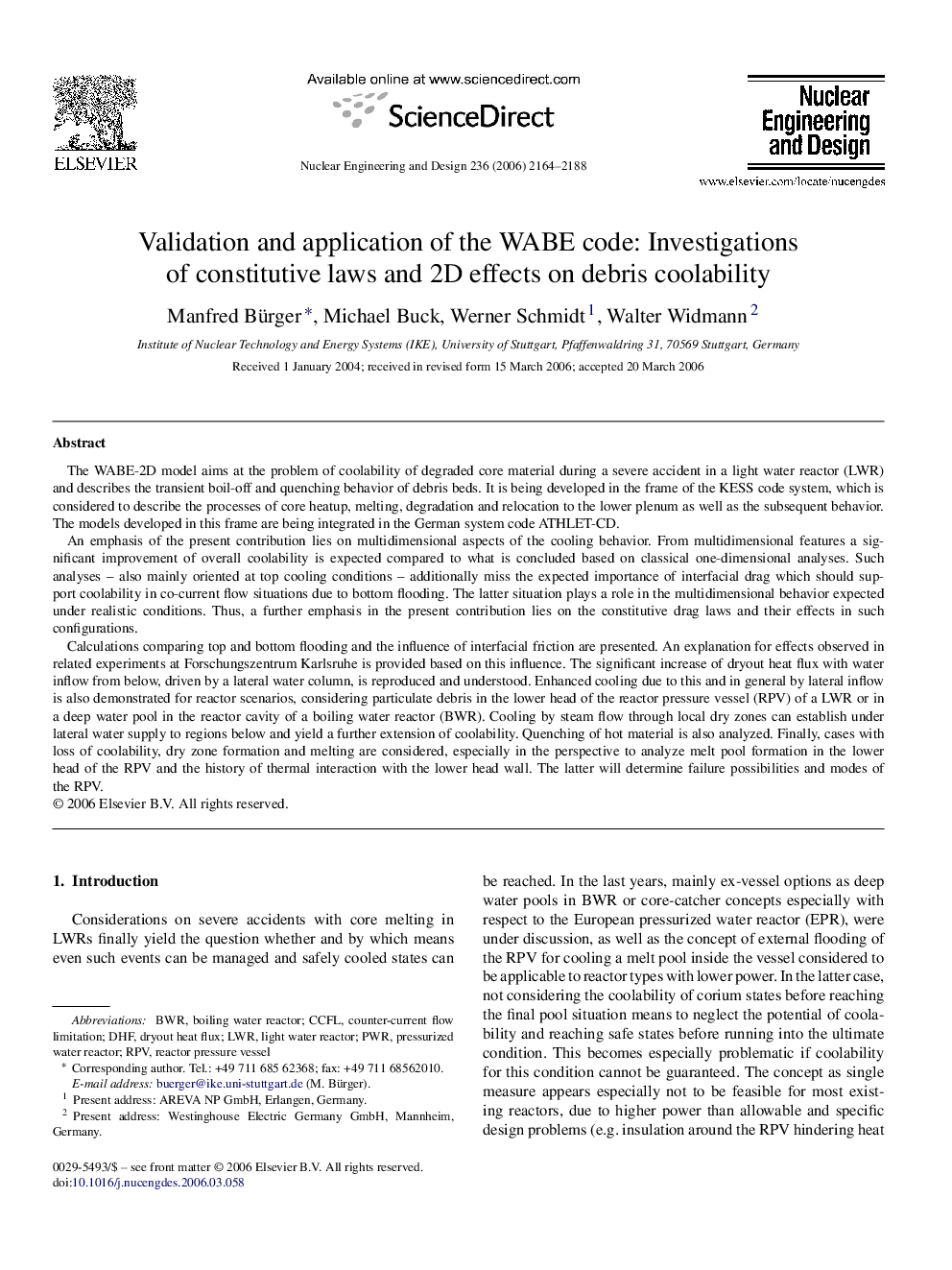 Validation and application of the WABE code: Investigations of constitutive laws and 2D effects on debris coolability