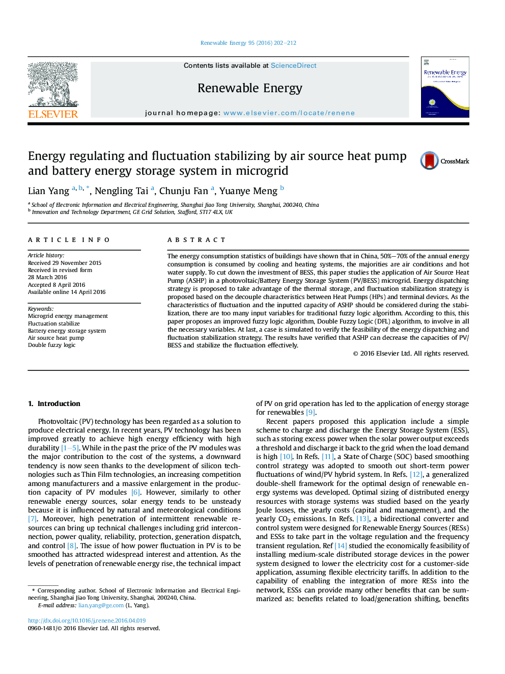 Energy regulating and fluctuation stabilizing by air source heat pump and battery energy storage system in microgrid