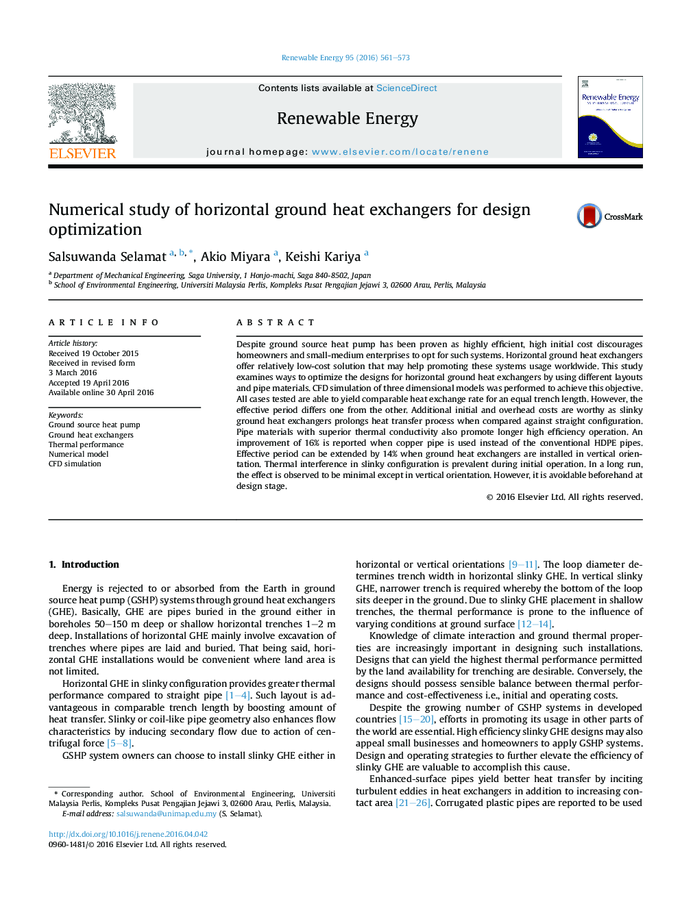 Numerical study of horizontal ground heat exchangers for design optimization