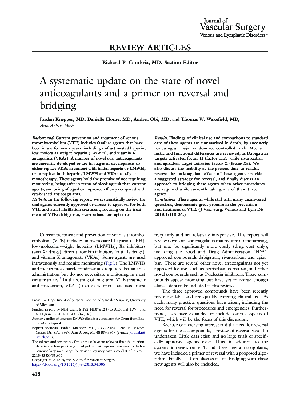 A systematic update on the state of novel anticoagulants and a primer on reversal and bridging