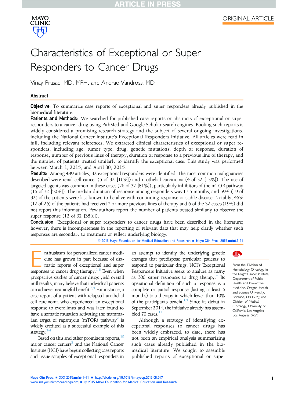 ویژگی های خاص و یا سوپر پاسخ به مواد مخدر سرطان 