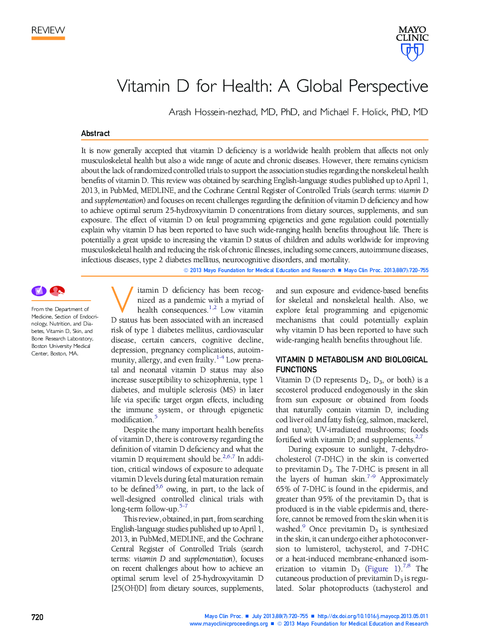 Vitamin D for Health: A Global Perspective