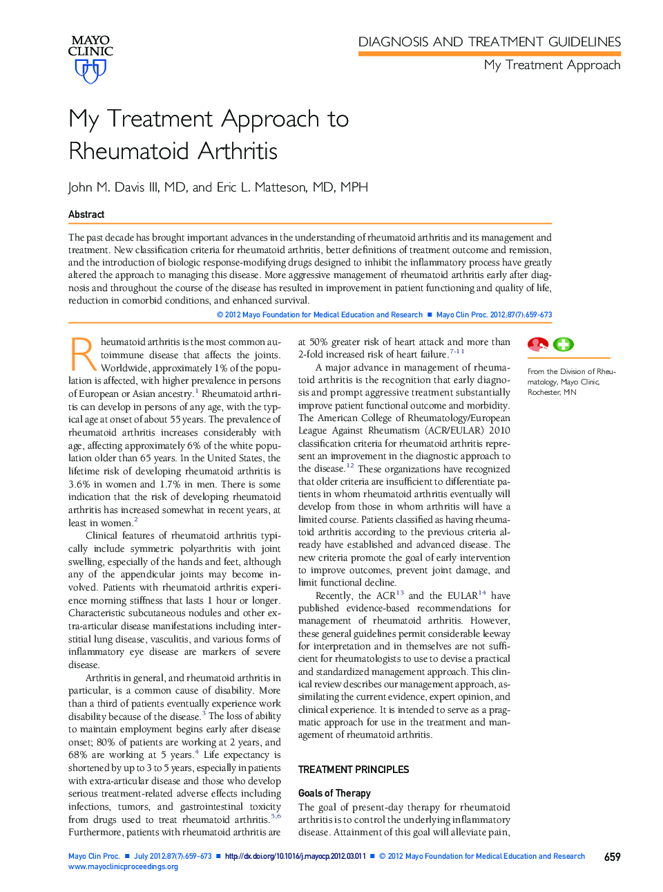 My Treatment Approach to Rheumatoid Arthritis
