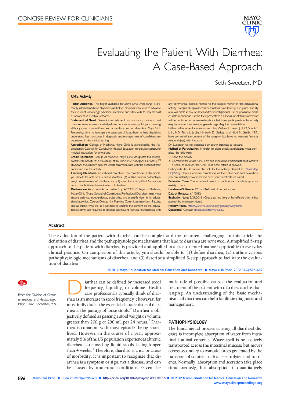 Evaluating the Patient With Diarrhea: A Case-Based Approach
