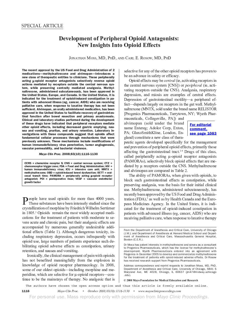 Development of Peripheral Opioid Antagonists: New Insights Into Opioid Effects