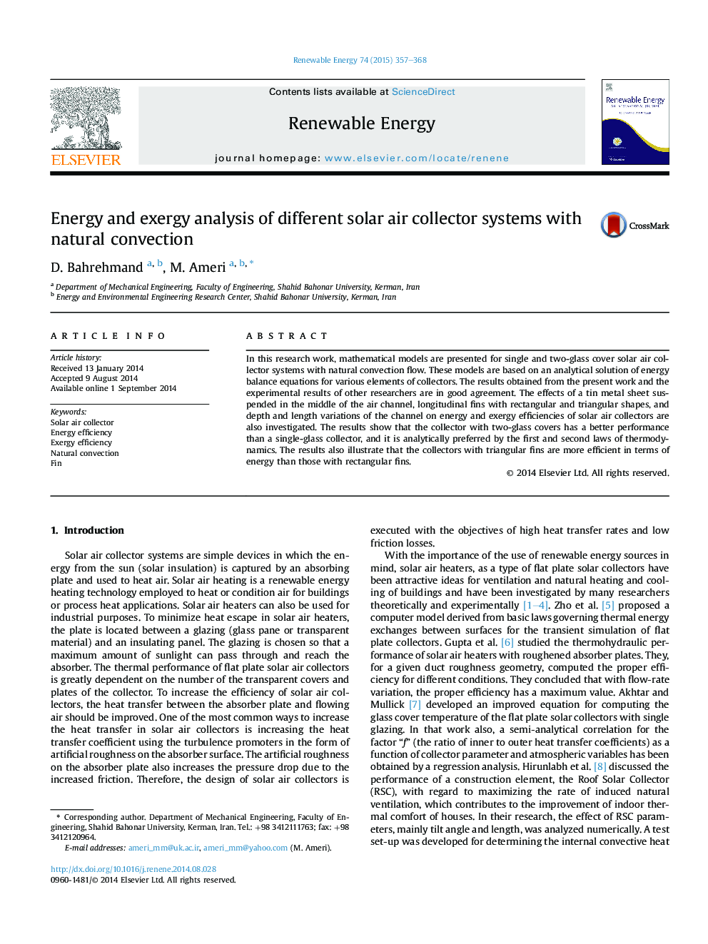 Energy and exergy analysis of different solar air collector systems with natural convection