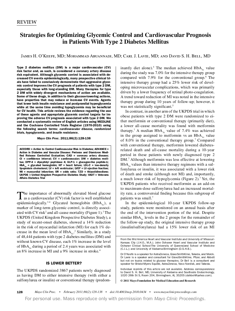 Strategies for Optimizing Glycemic Control and Cardiovascular Prognosis in Patients With Type 2 Diabetes Mellitus