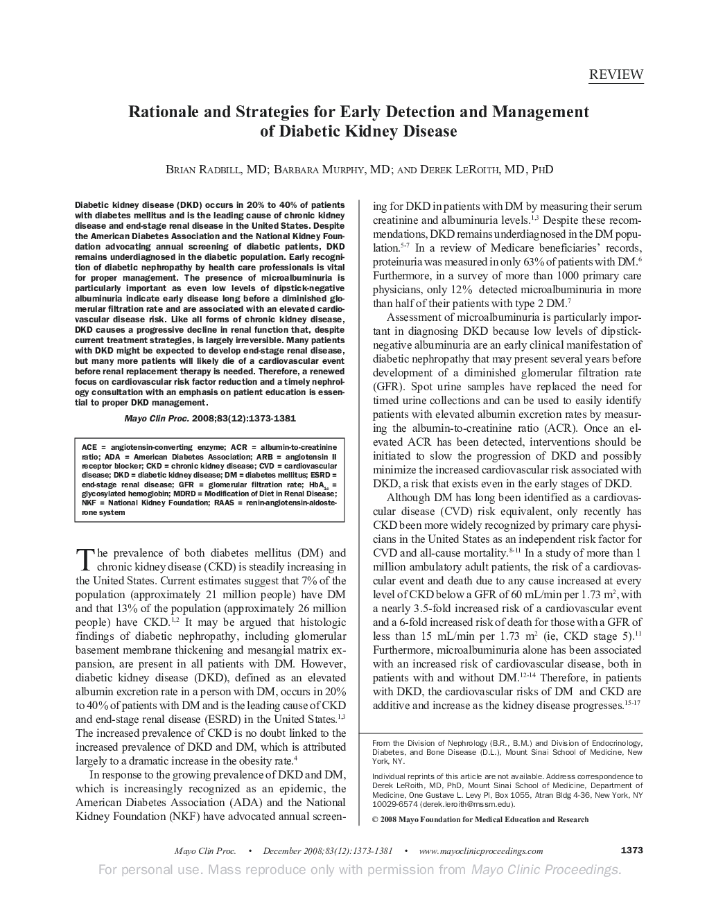 عکس صفحه اول مقاله: Rationale and Strategies for Early Detection and Management of Diabetic Kidney Disease Rationale and Strategies for Early Detection and Management of Diabetic Kidney Disease