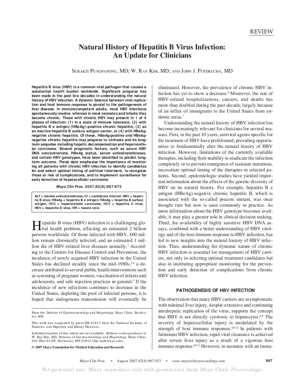 Natural History of Hepatitis B Virus Infection: An Update for Clinicians