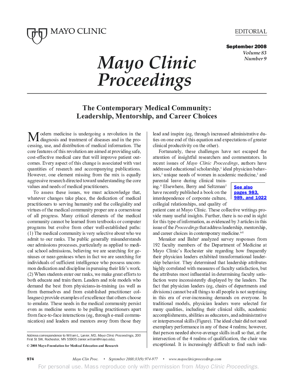 عکس صفحه اول مقاله: The Contemporary Medical Community: Leadership, Mentorship, and Career Choices The Contemporary Medical Community: Leadership, Mentorship, and Career Choices
