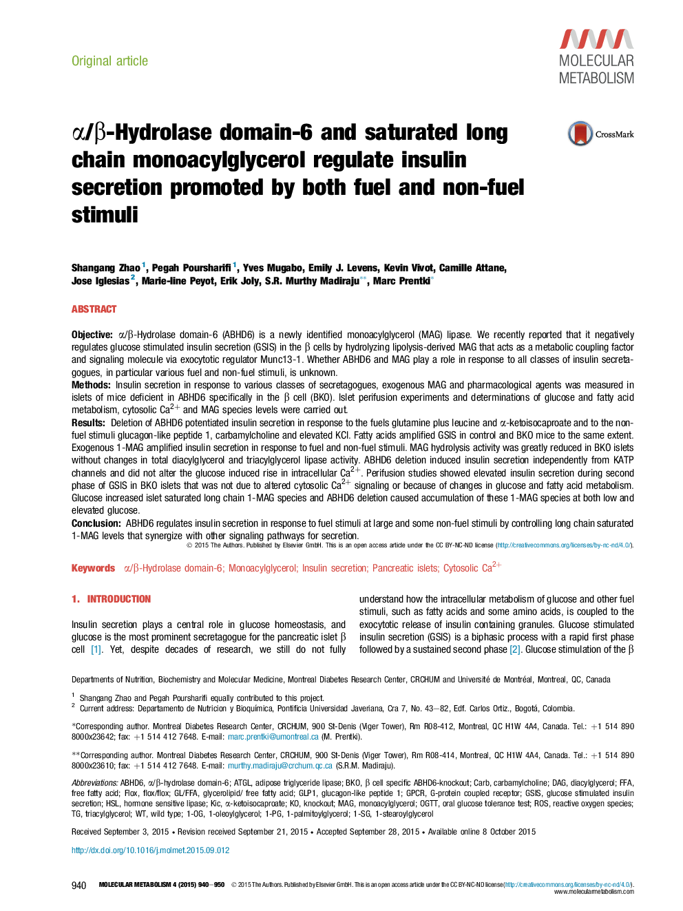 α/β-Hydrolase domain-6 and saturated long chain monoacylglycerol regulate insulin secretion promoted by both fuel and non-fuel stimuli