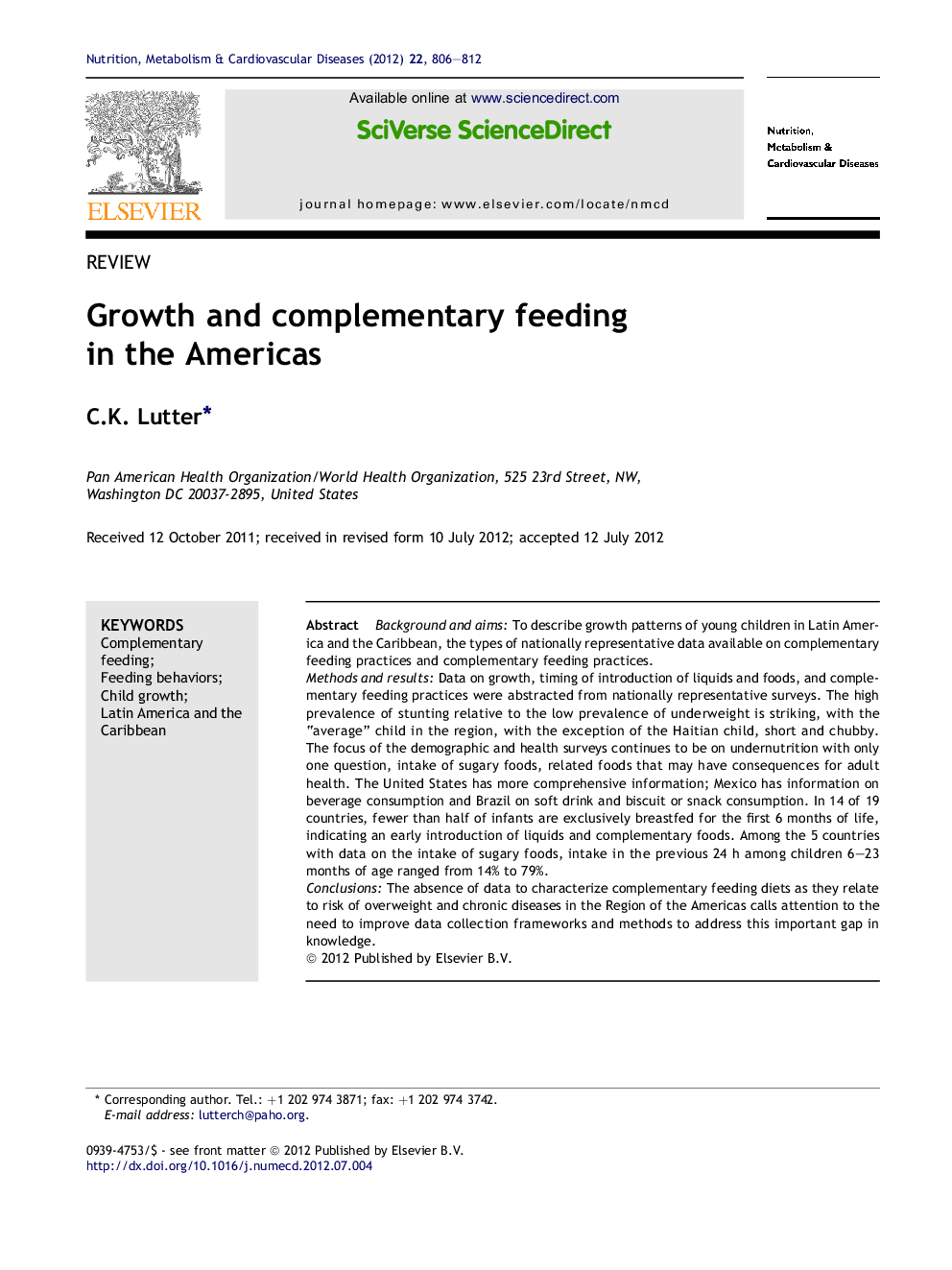 Growth and complementary feeding in the Americas