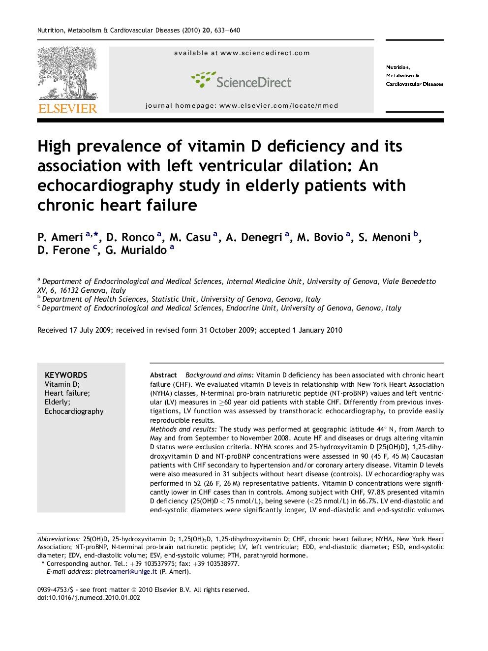 High prevalence of vitamin D deficiency and its association with left ventricular dilation: An echocardiography study in elderly patients with chronic heart failure