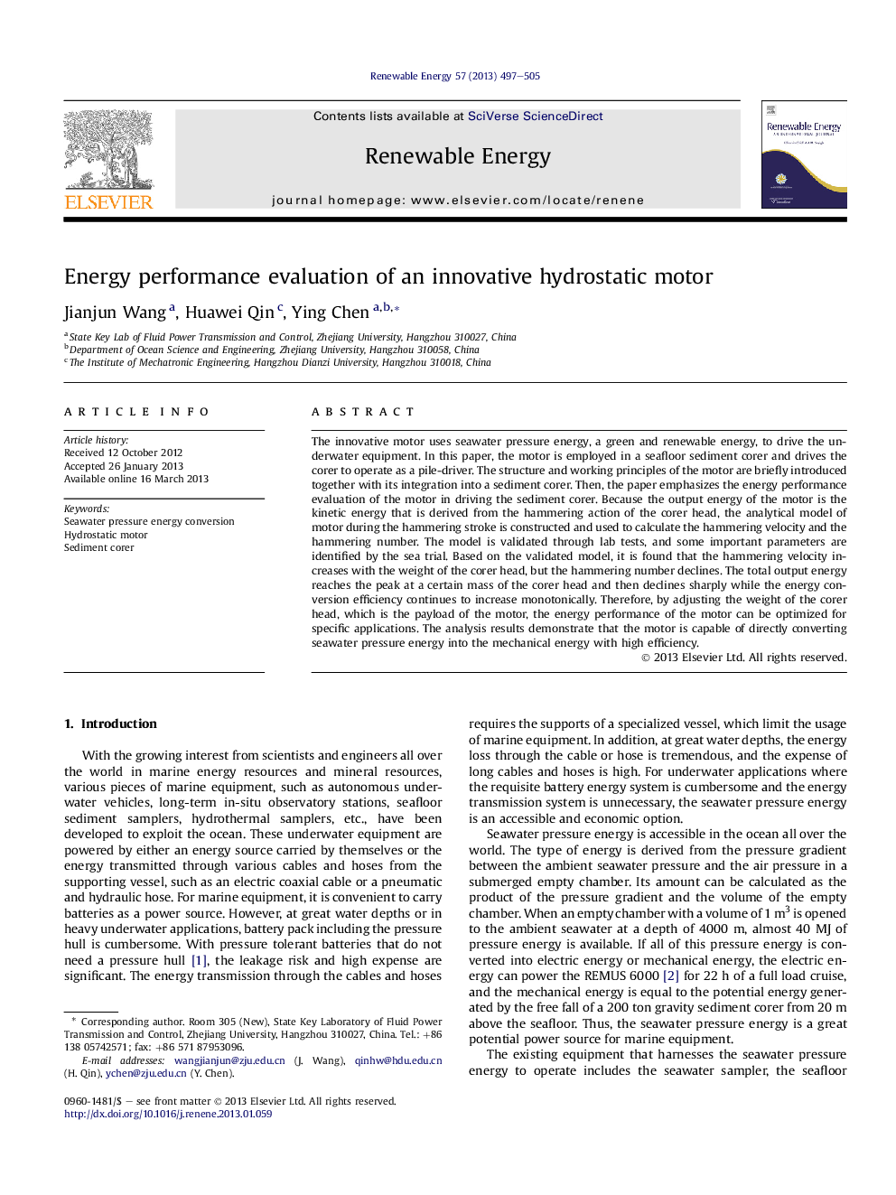 Energy performance evaluation of an innovative hydrostatic motor
