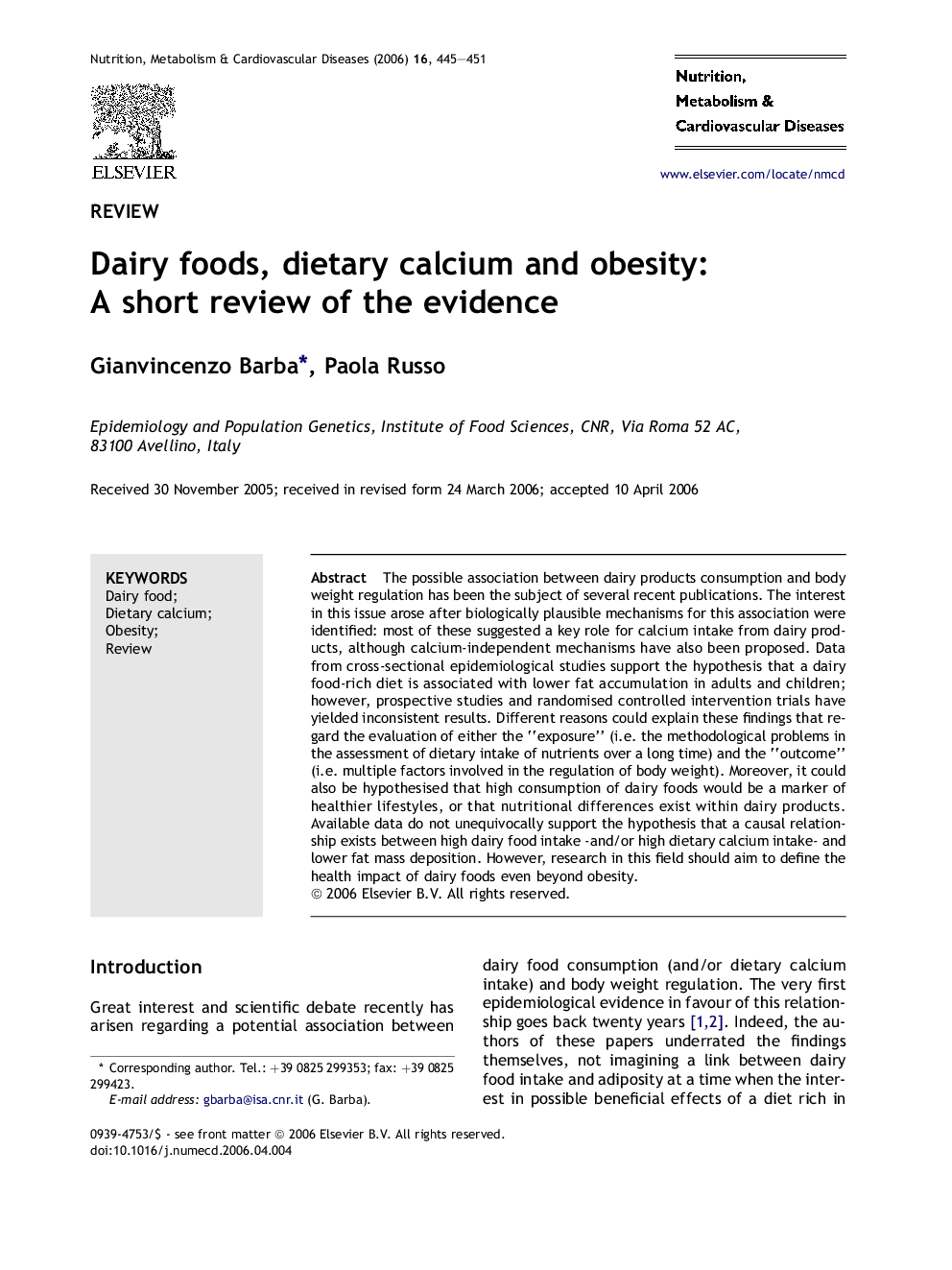 Dairy foods, dietary calcium and obesity: A short review of the evidence