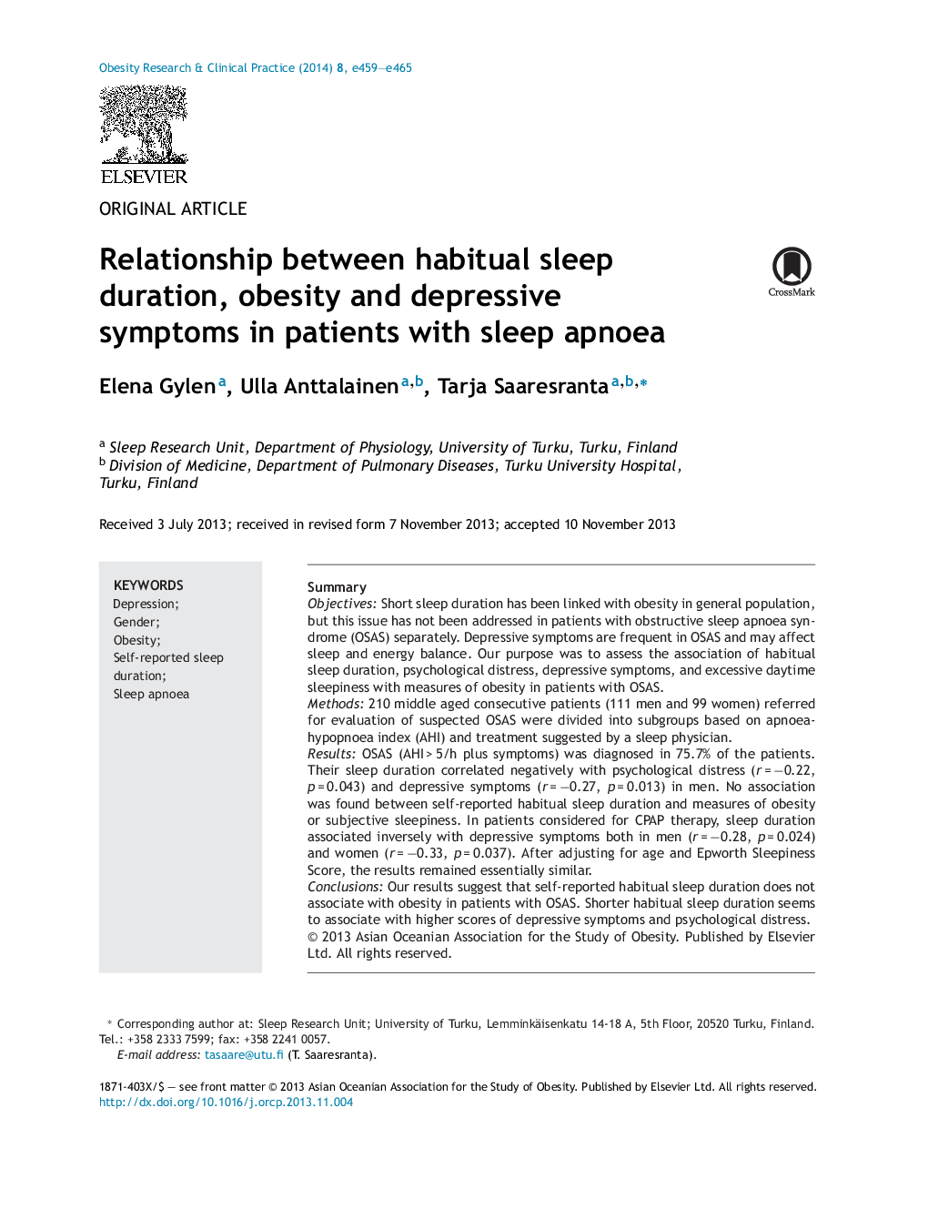 ارتباط بین مدت خواب معمول، چاقی و علائم افسردگی در بیماران مبتلا به آپنه خواب 